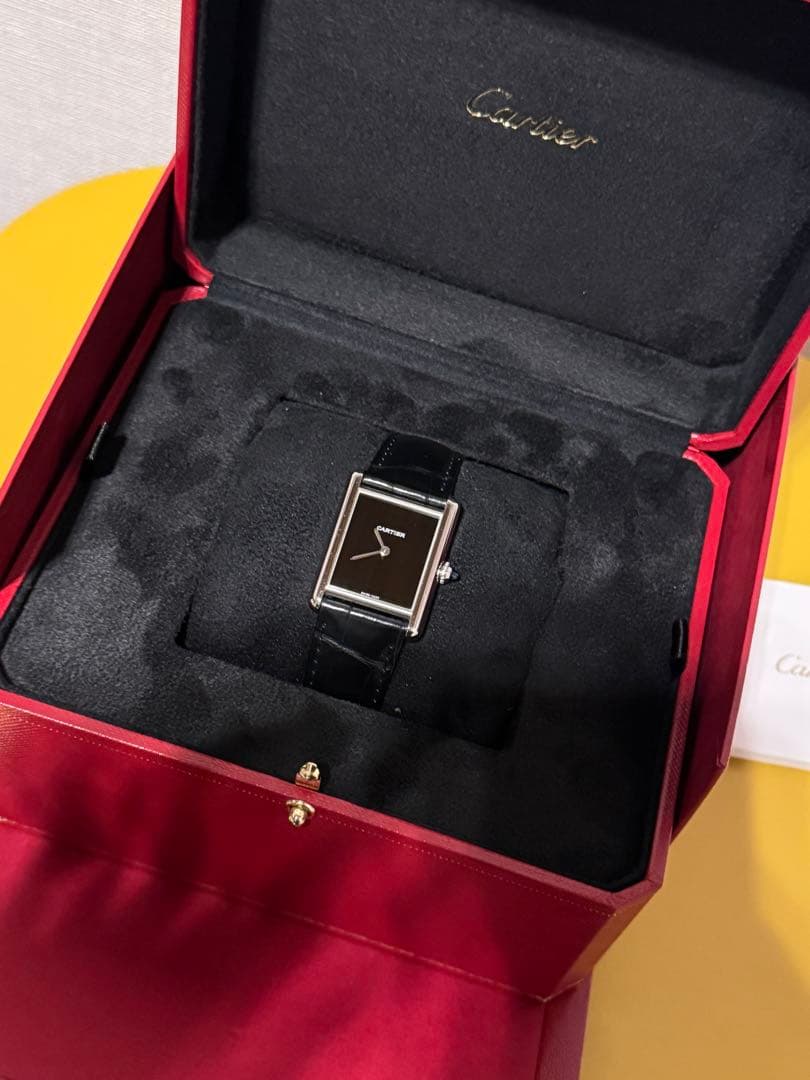 純正　ステンレスベルト付❗️タンク マスト ドゥ カルティエ ウォッチ　ブラック