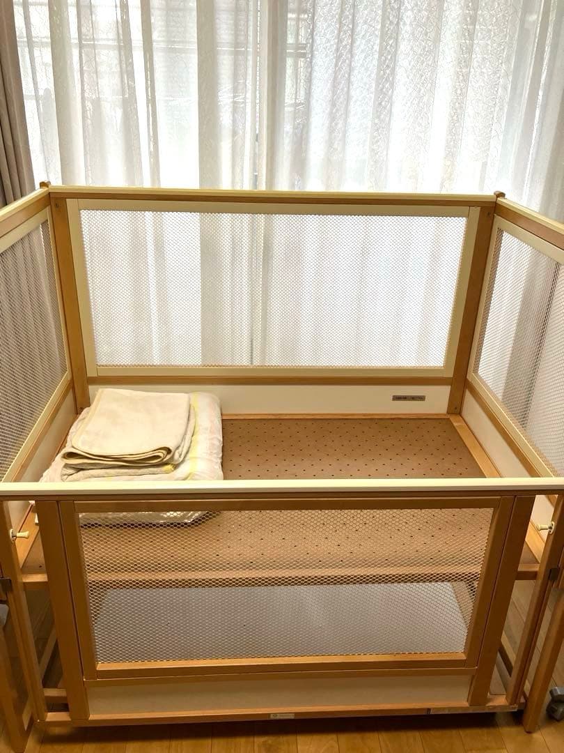 ななな　木製メッシュベビーベッド 株式会社ヤマサキ　日本製　布団付き
