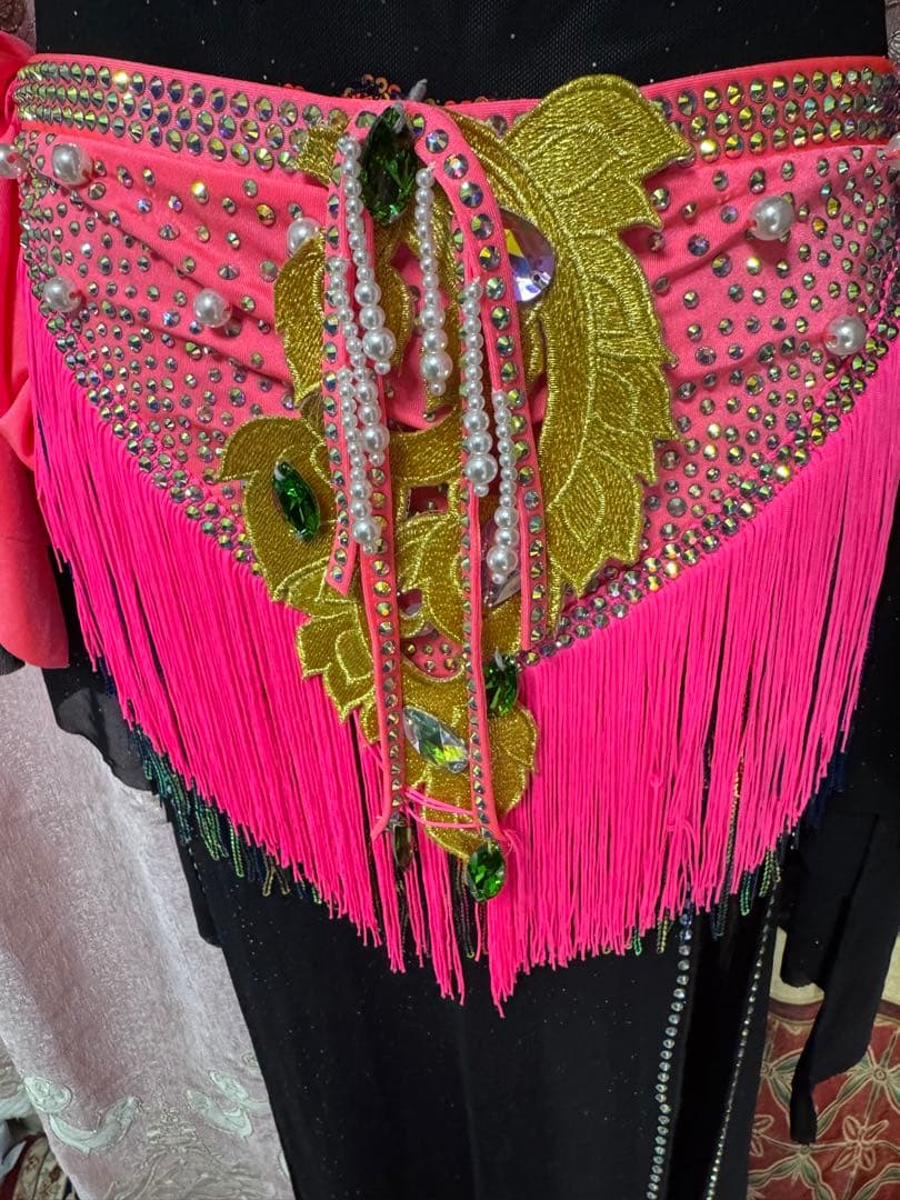 ベリーダンス　未使用　バラディ　サイーディ　ドレス　衣装　ピンク　　ブラック