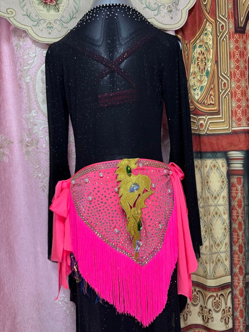 ベリーダンス　未使用　バラディ　サイーディ　ドレス　衣装　ピンク　　ブラック