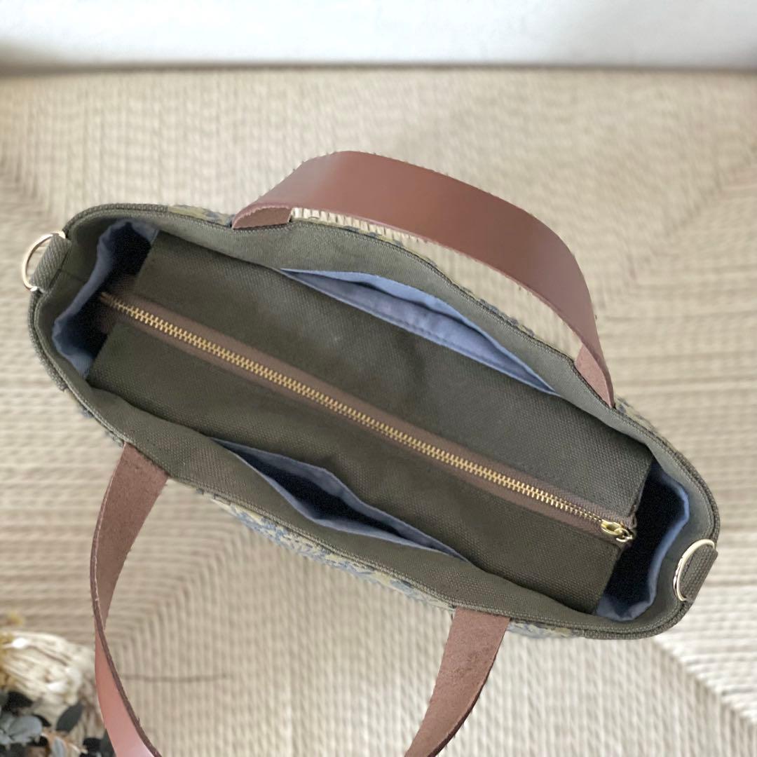 ⚮̈ミナペルホネン　symphony khaki まるっこかくれんぼトート