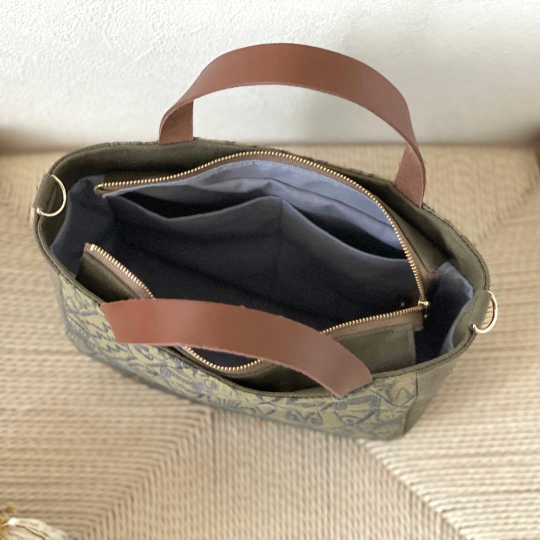 ⚮̈ミナペルホネン　symphony khaki まるっこかくれんぼトート