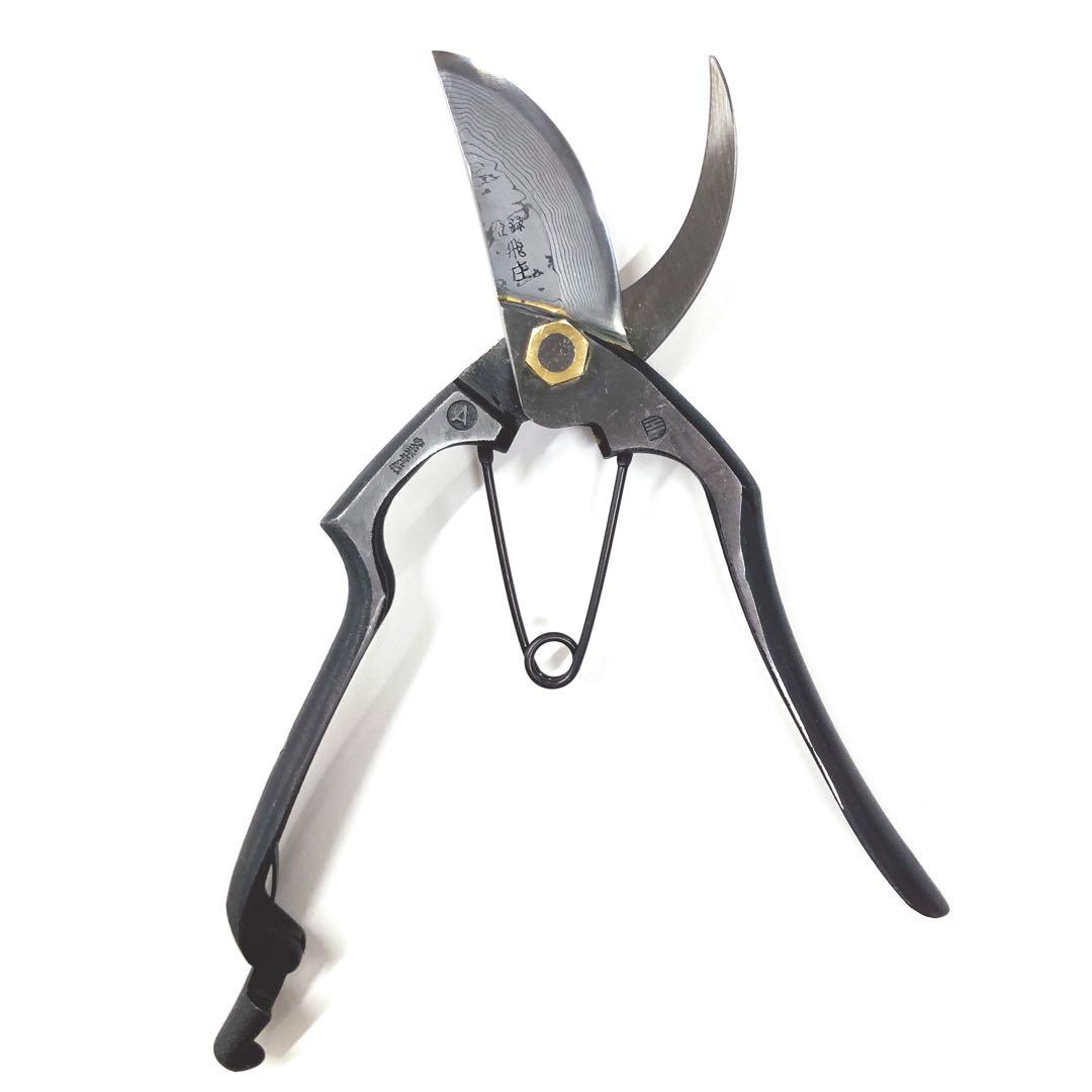 飛庄 ダマスカス鋼（積層鋼）剪定鋏 A型200㎜ ろう付 安来青紙鋼 PS-46