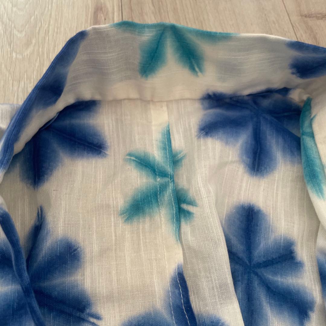 雪花絞り　浴衣　ブルー系