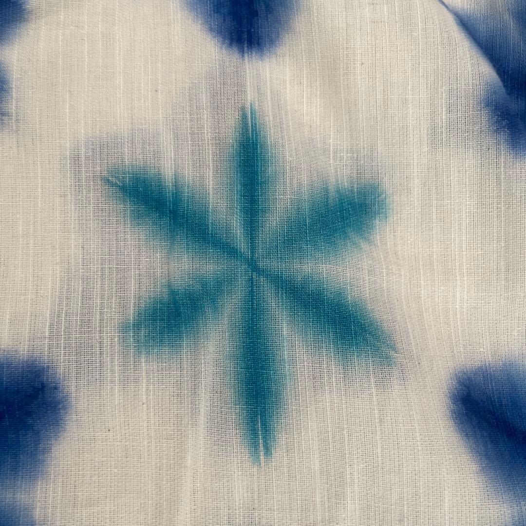 雪花絞り　浴衣　ブルー系