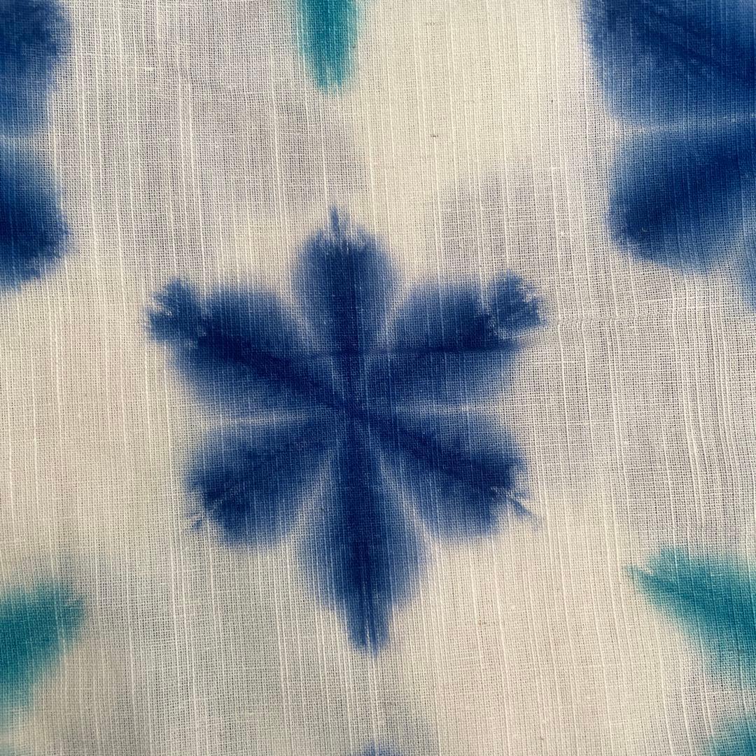 雪花絞り　浴衣　ブルー系