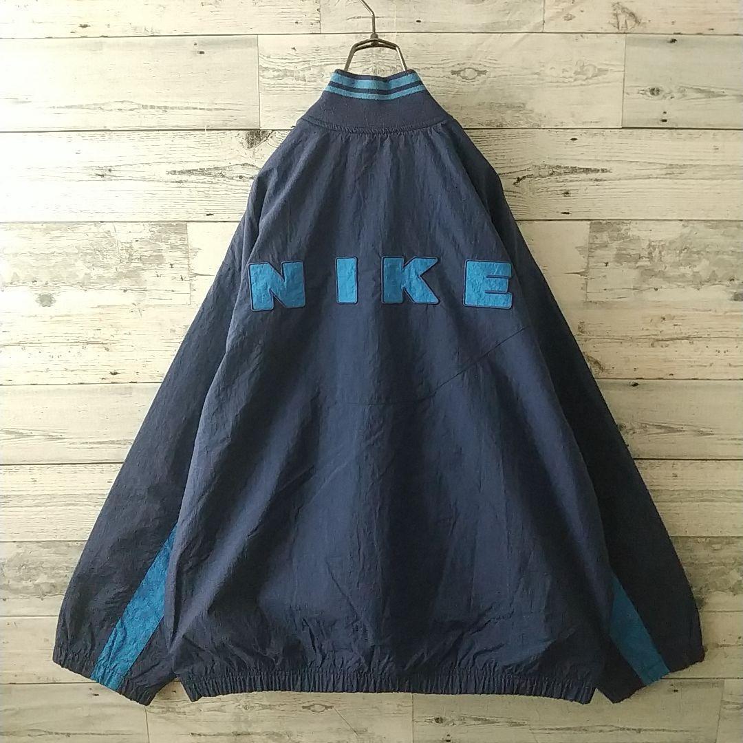 人気デザイン☆90s ナイキ 刺繍ビッグロゴ ハーフジップ ナイロンジャケット