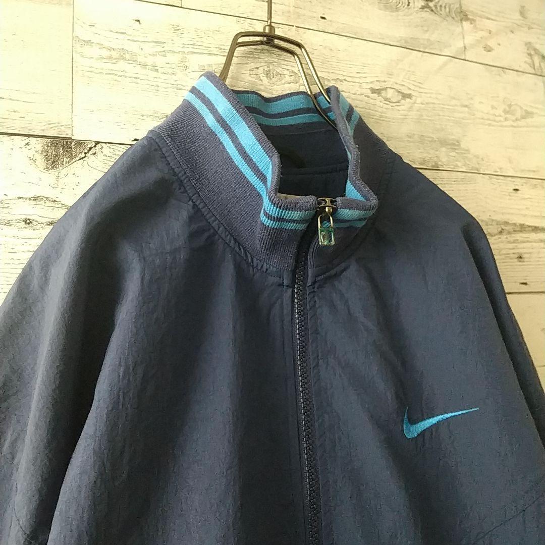 人気デザイン☆90s ナイキ 刺繍ビッグロゴ ハーフジップ ナイロンジャケット