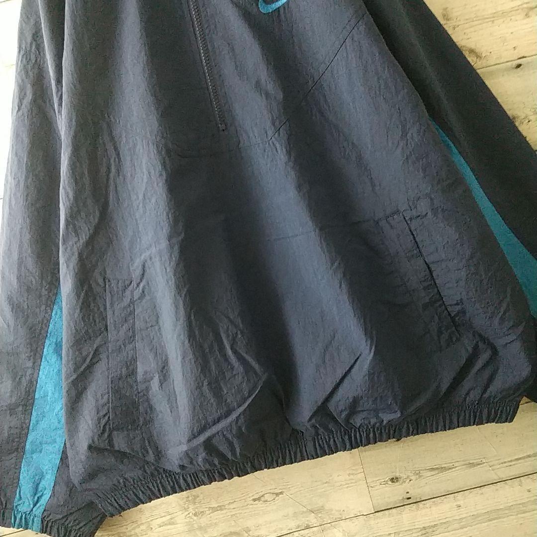 人気デザイン☆90s ナイキ 刺繍ビッグロゴ ハーフジップ ナイロンジャケット