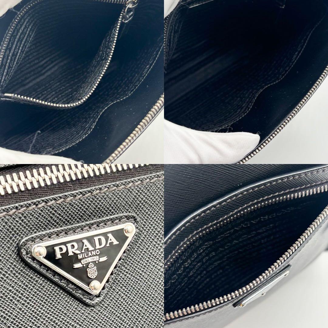 極美品 近年モデル プラダ ショルダーバッグ 斜めがけ可 サフィアーノレザー 黒