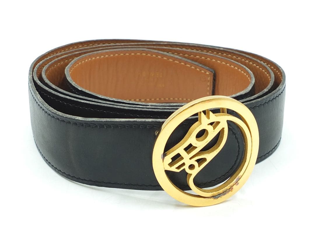 HERMESエルメス ベルトシュバル ホースバックル ボックスカーフリバーシブル
