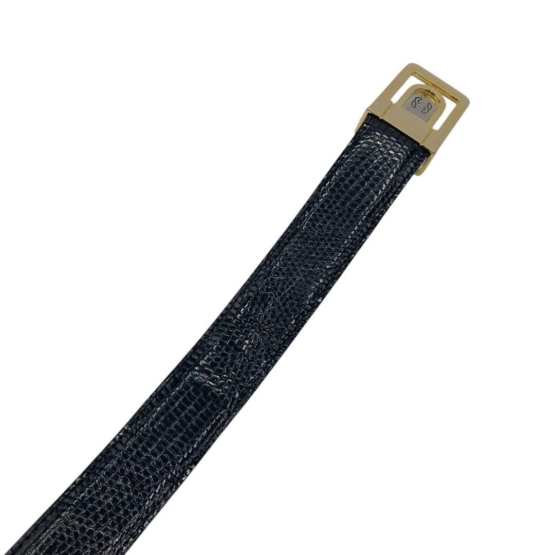 ⭐️美品⭐️ シャネル ココマーク ロゴ リザード ベルト ブラック
