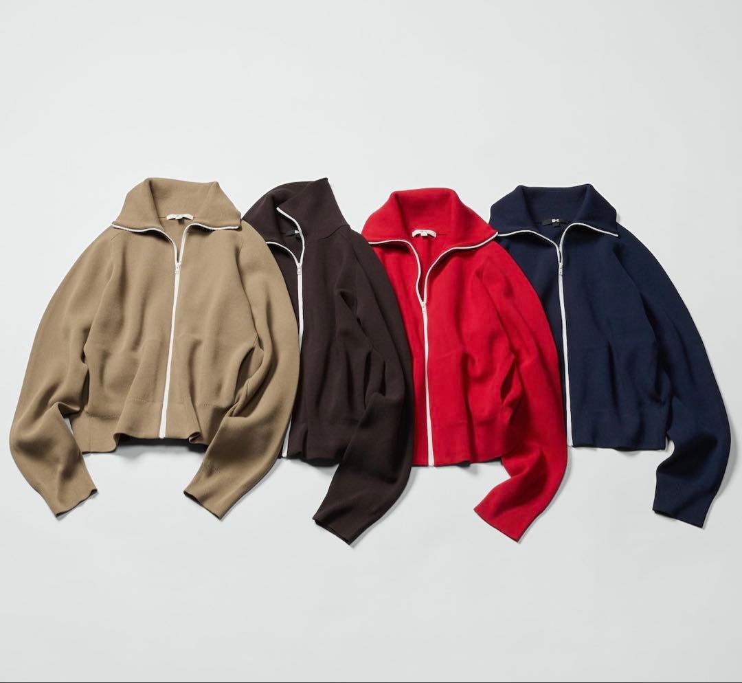 UNIQLO ミラノリブフルジップカーディガン　レッド　M