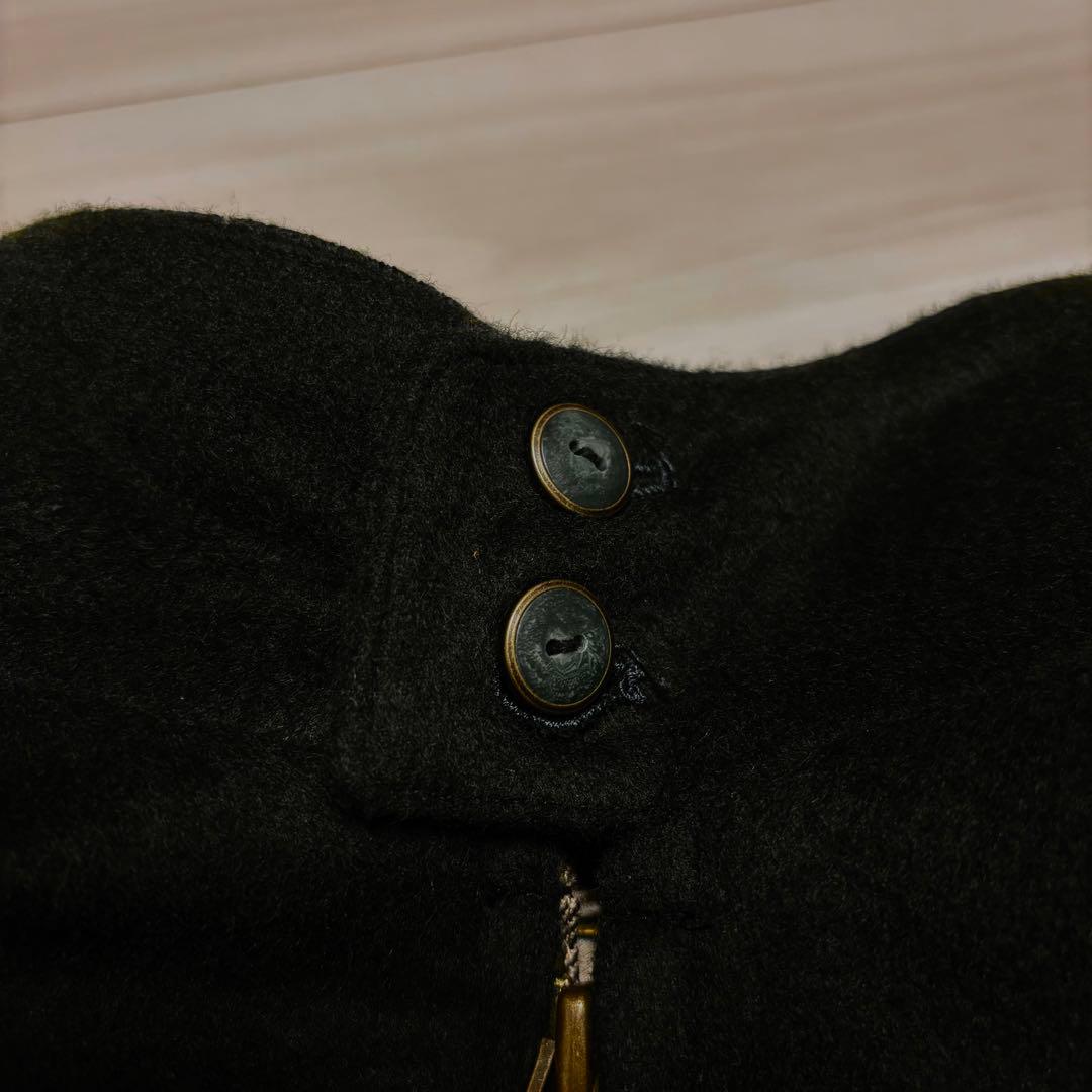 90s ウール　ハリントンジャケット　短丈　ブラック　グリーン　古着 レーヨン混