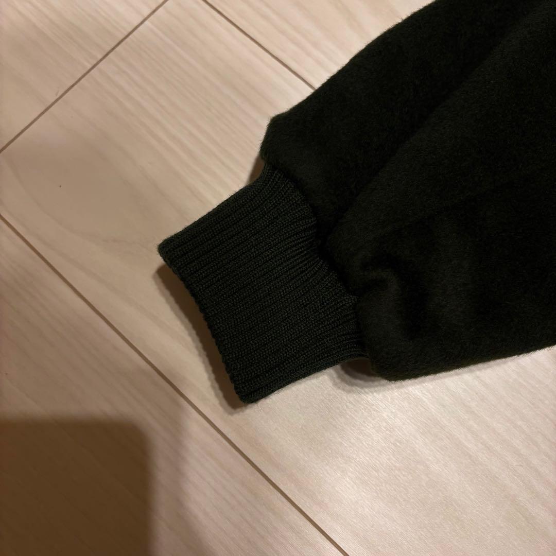 90s ウール　ハリントンジャケット　短丈　ブラック　グリーン　古着 レーヨン混