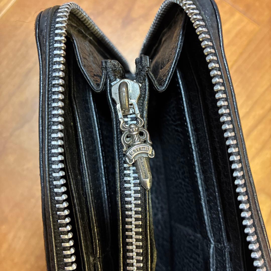 クロムハーツ REC F ZIP ブラック　レザー プレーン 長財布