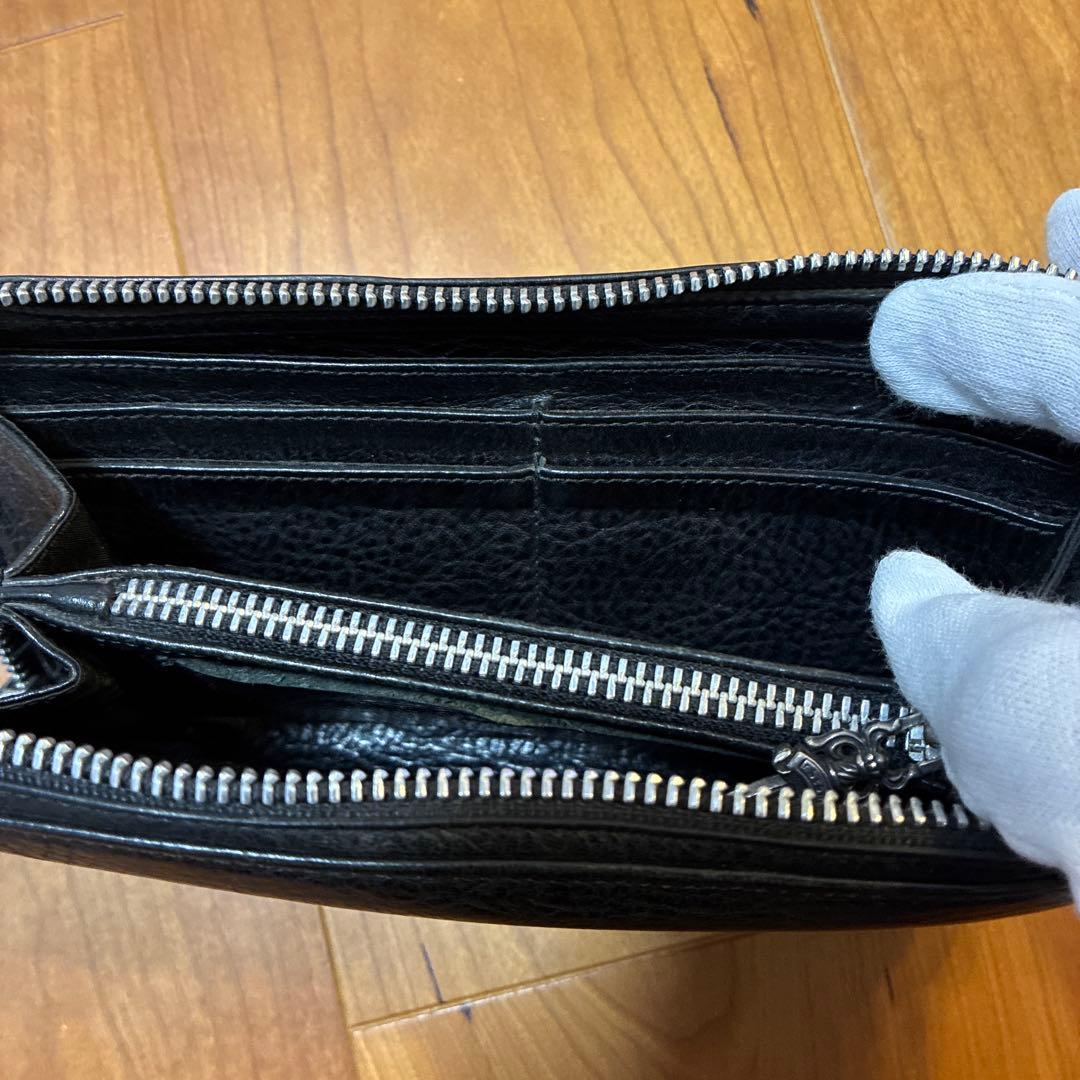 クロムハーツ REC F ZIP ブラック　レザー プレーン 長財布