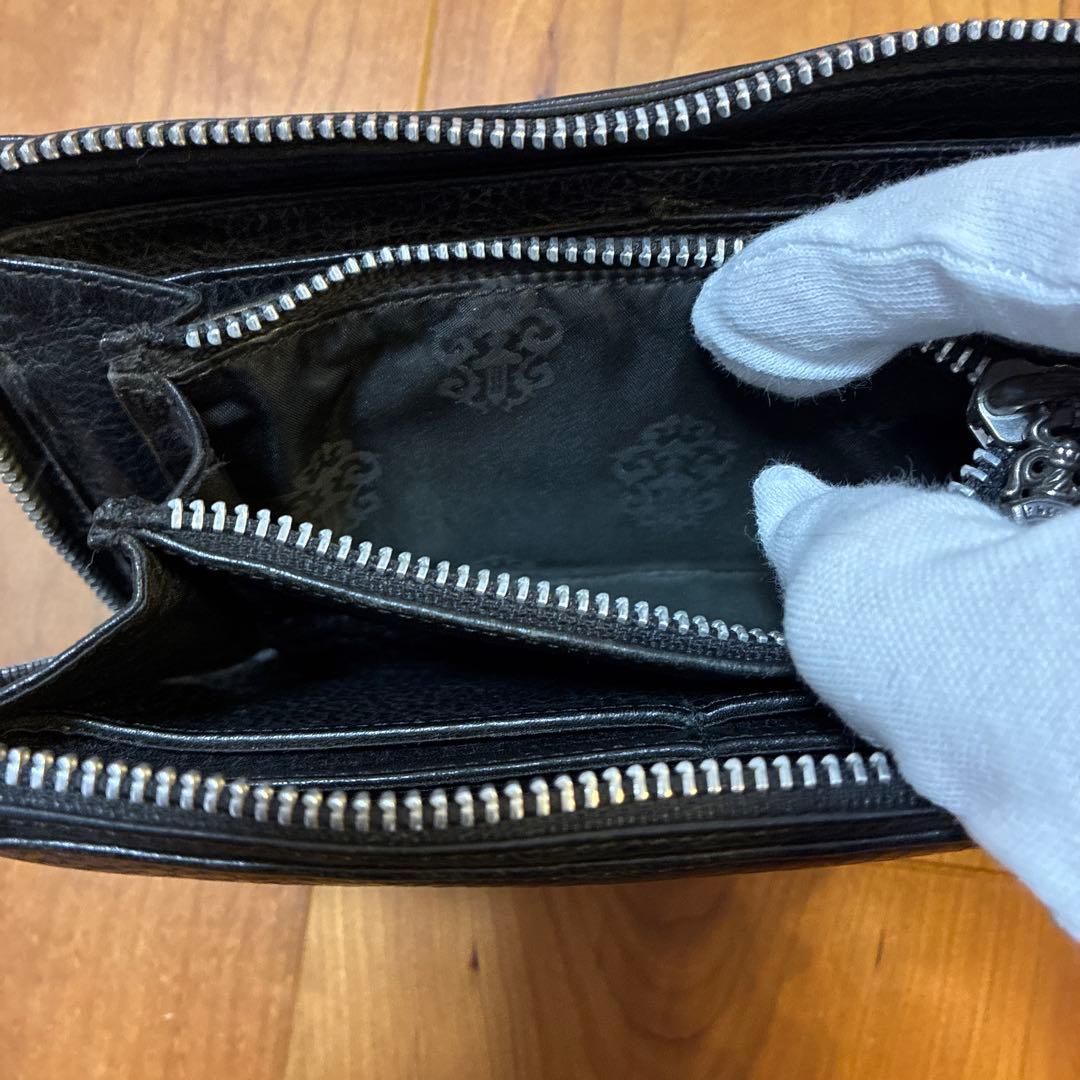 クロムハーツ REC F ZIP ブラック　レザー プレーン 長財布