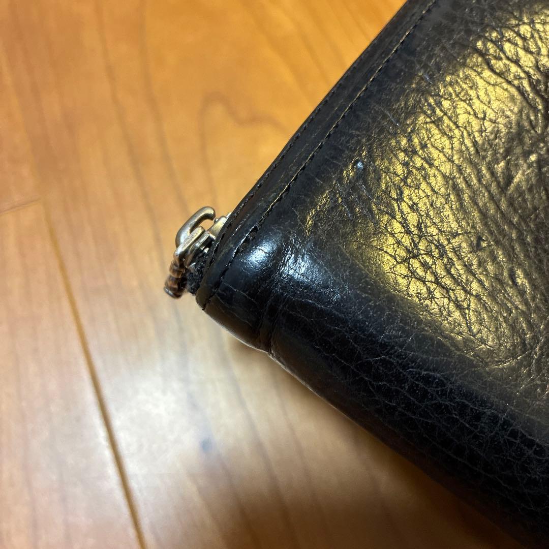クロムハーツ REC F ZIP ブラック　レザー プレーン 長財布