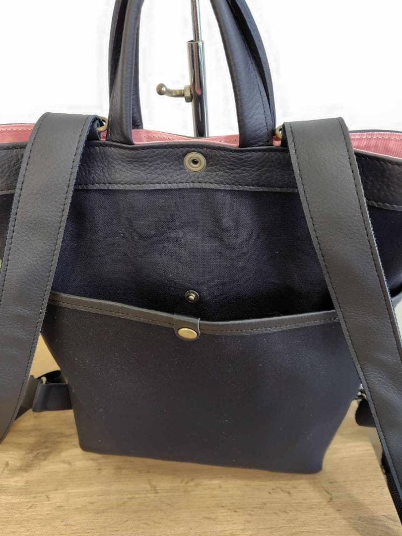 ミナペルホネンtambourineタンバリンDグリーン×クリーム/牛革A4トート