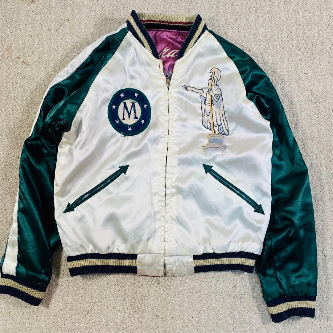 テーラー東洋　スカジャン　リバーシブル　両面デザイン　刺繍　笹虎　ハワイ　S