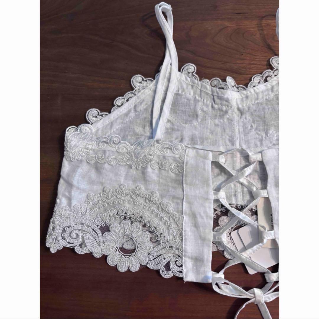 MAURIZIO MYKONOS クロップドレースキャミソール