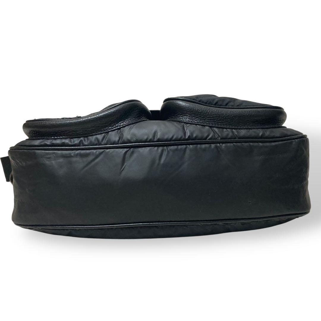 【ヴィンテージ】ハンティングワールド　ショルダーバッグ　ナイロン　レザー　黒