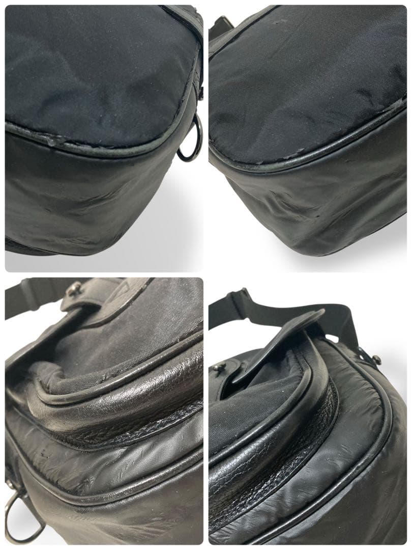 【ヴィンテージ】ハンティングワールド　ショルダーバッグ　ナイロン　レザー　黒