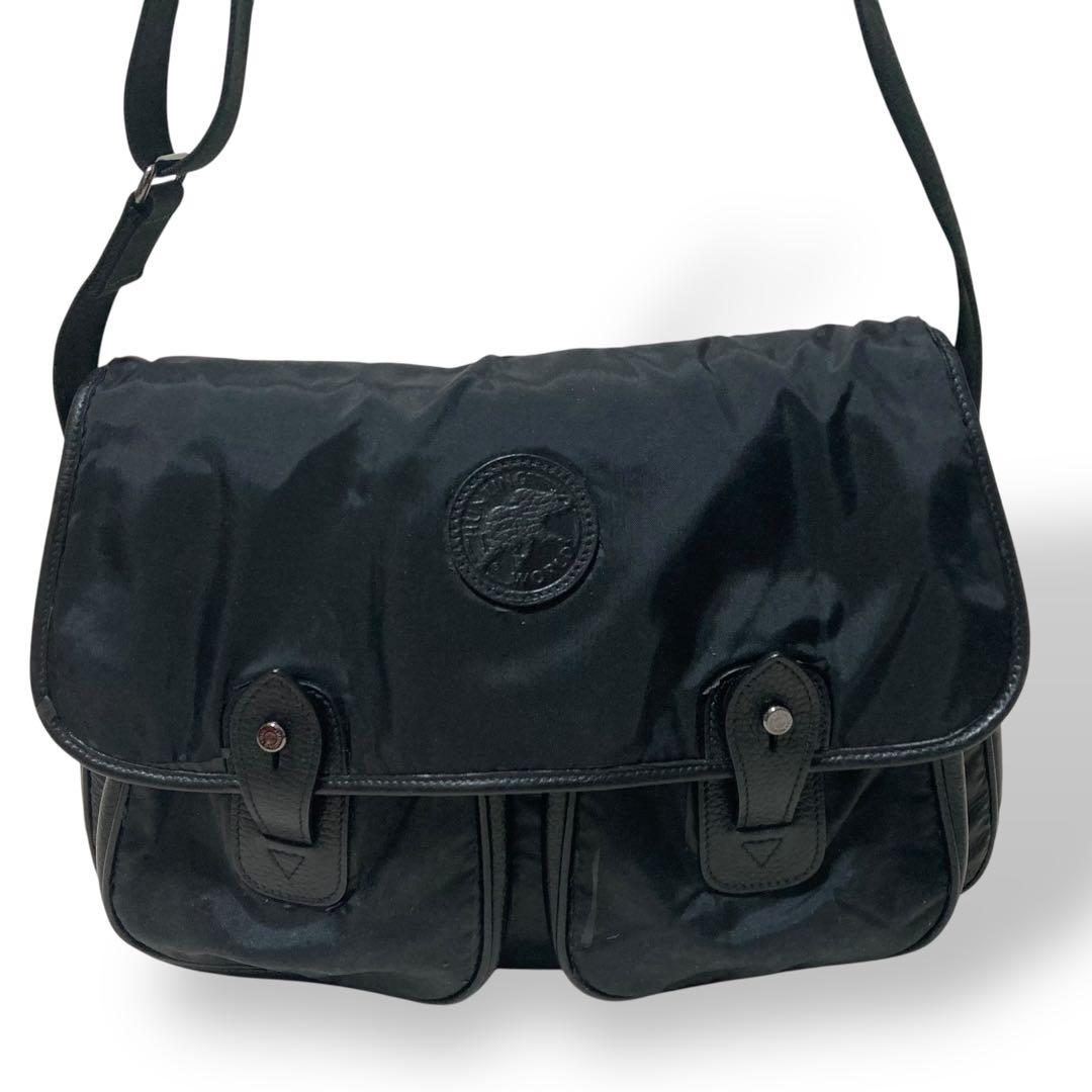 【ヴィンテージ】ハンティングワールド　ショルダーバッグ　ナイロン　レザー　黒