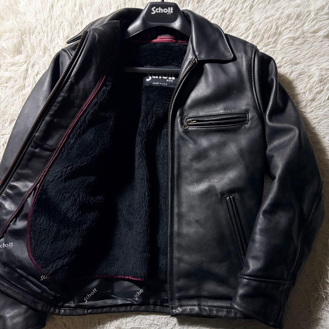美品/希少✨schott トラッカージャケット　ライダース　ブラック　本革　34