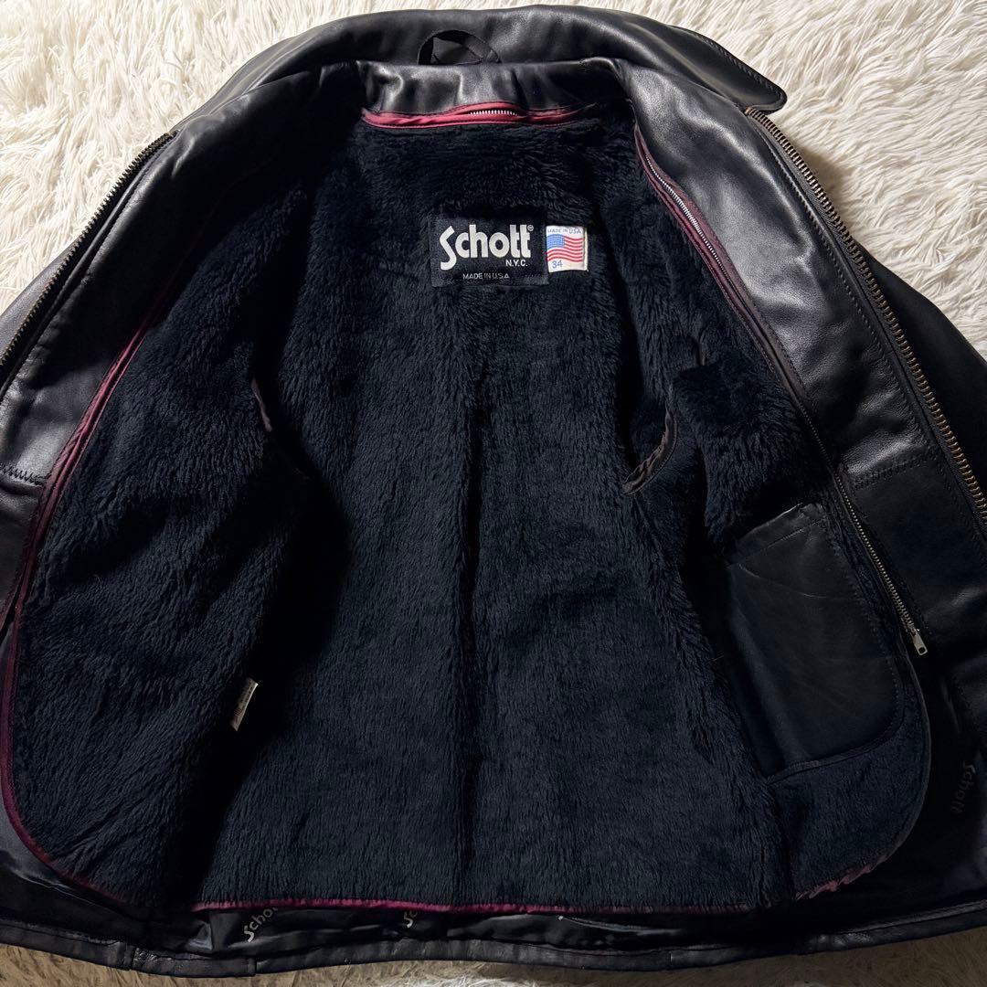 美品/希少✨schott トラッカージャケット　ライダース　ブラック　本革　34