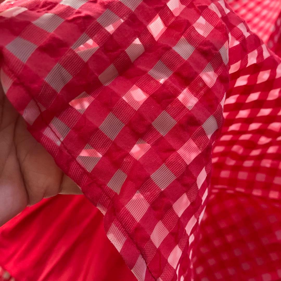 新品　オブリ　シアー　オーガンジー　ギンガムチェック　フレアロングスカート