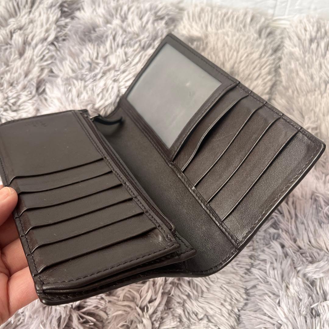 美品✨GUCCI マイクロシマ　軽量　長財布　ダークブラウン　メンズ