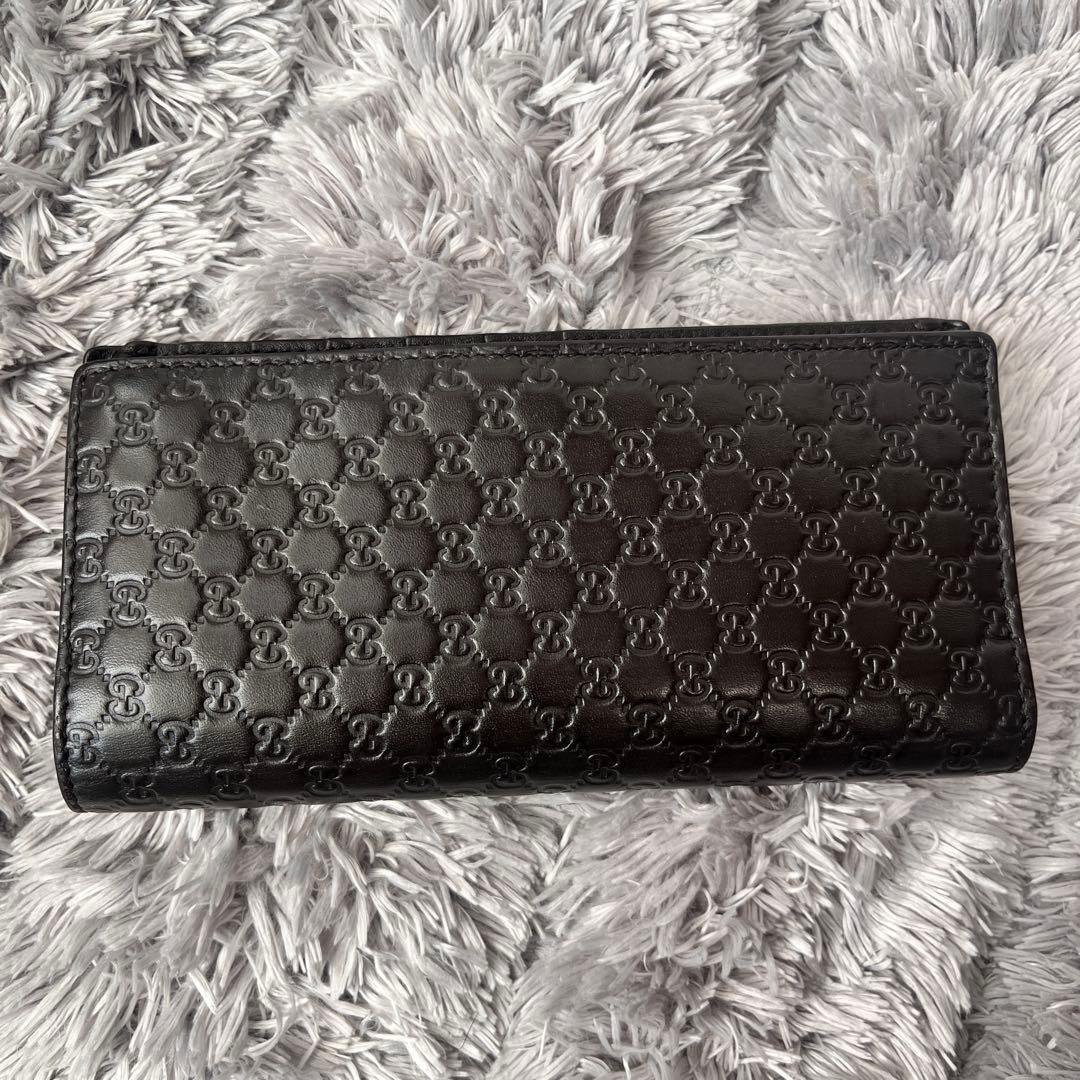 美品✨GUCCI マイクロシマ　軽量　長財布　ダークブラウン　メンズ