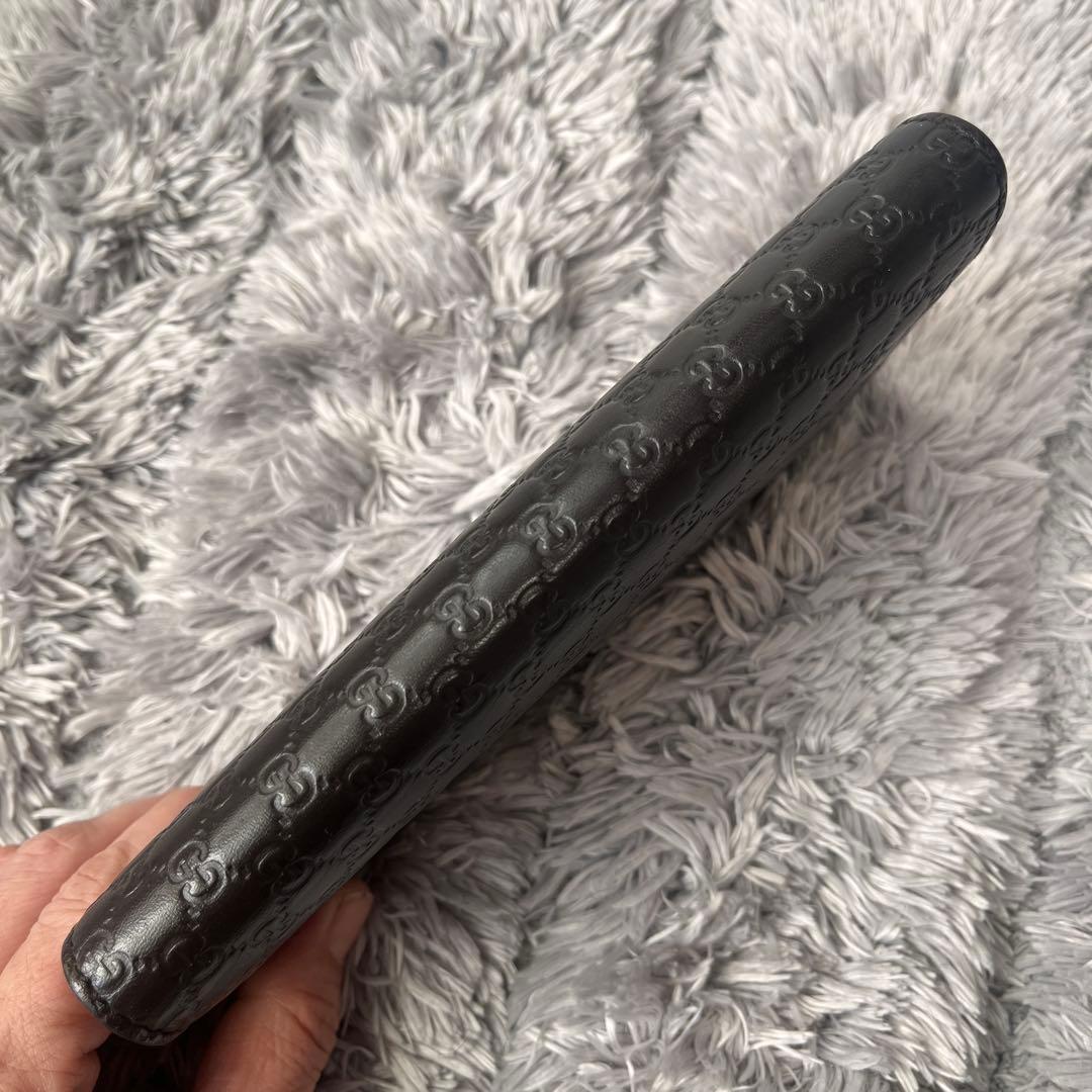 美品✨GUCCI マイクロシマ　軽量　長財布　ダークブラウン　メンズ