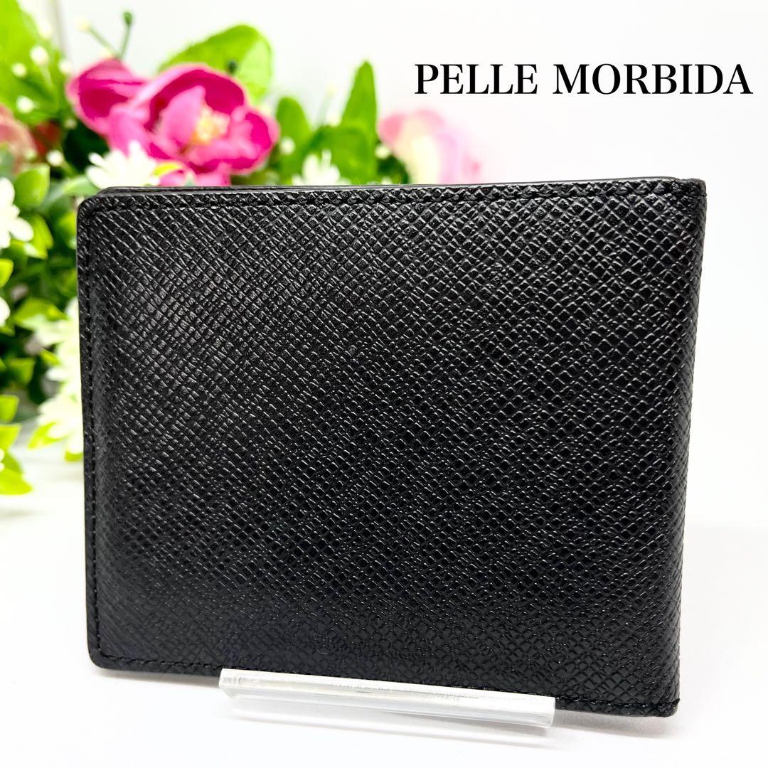 美品　PELLE MORBIDA マネークリップ　財布　二つ折り　黒　本革