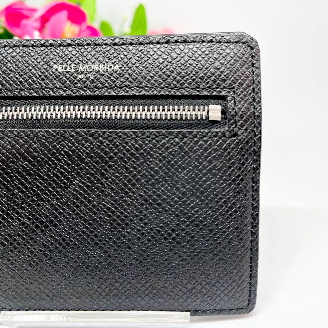美品　PELLE MORBIDA マネークリップ　財布　二つ折り　黒　本革