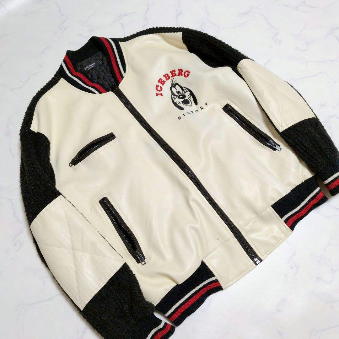 アイスバーグ ブルゾン プルート 刺繍 切替 レザー キルティング 中綿 XL