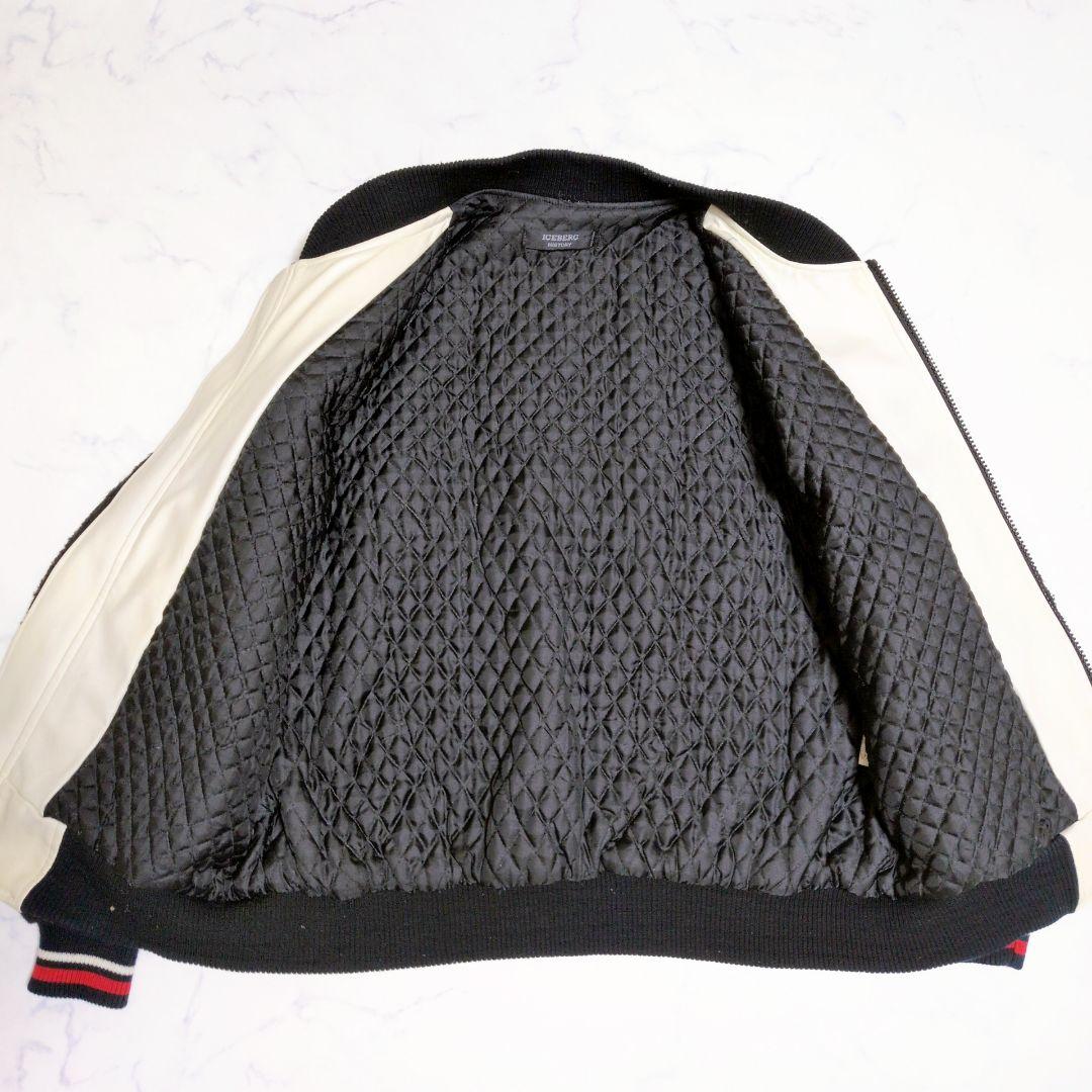 アイスバーグ ブルゾン プルート 刺繍 切替 レザー キルティング 中綿 XL