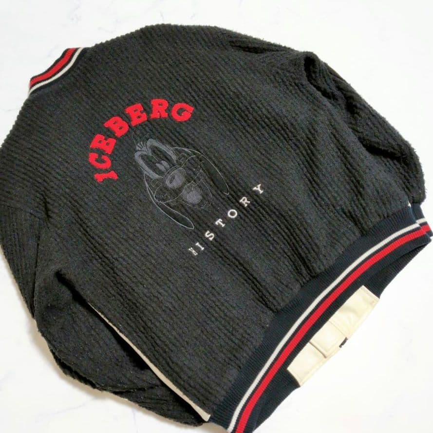 アイスバーグ ブルゾン プルート 刺繍 切替 レザー キルティング 中綿 XL