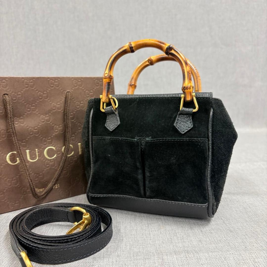 美品 GUCCI グッチ バンブー 2WAY ショルダーバッグ ミニハンドバッグ