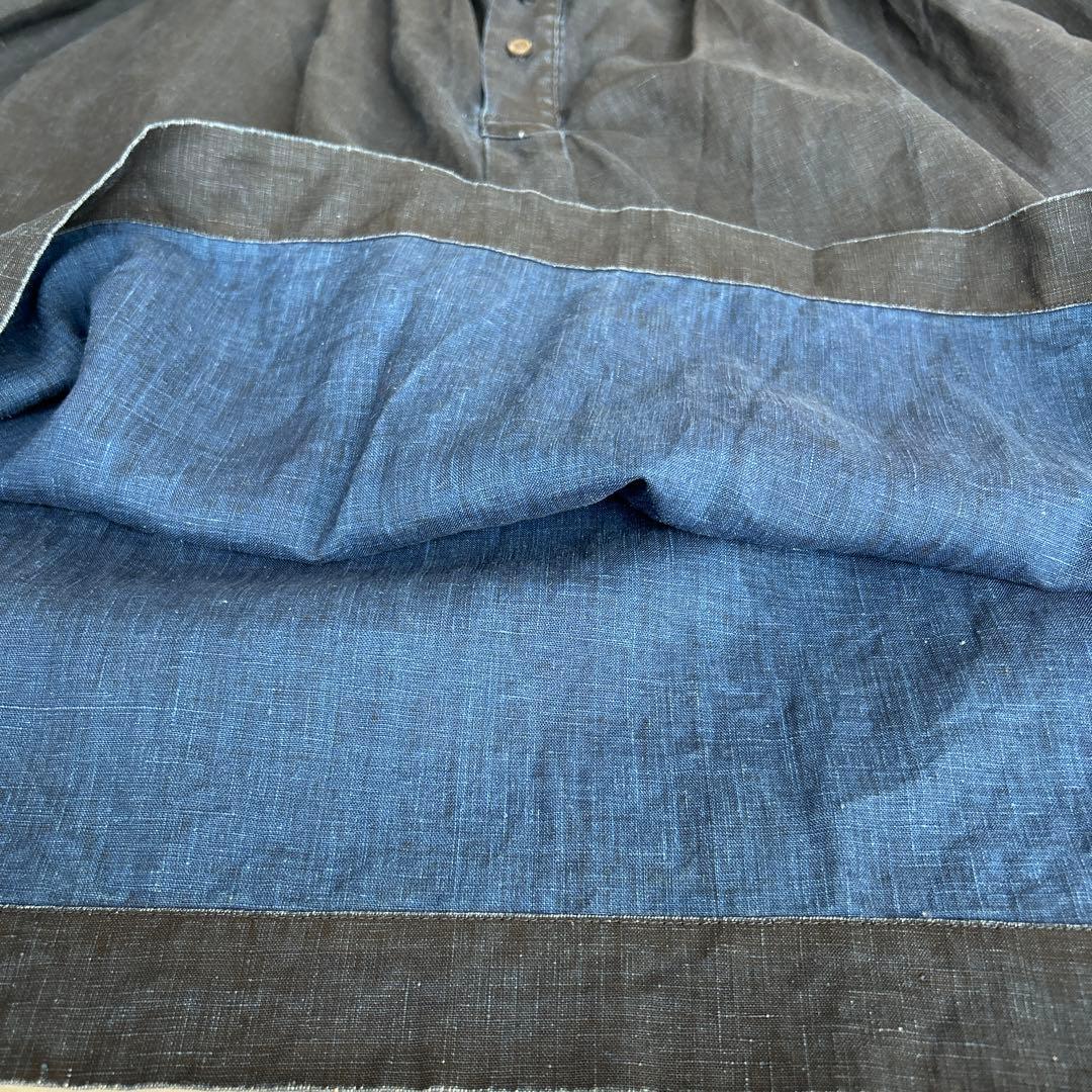 イチアンティークス　麻　プルオーバー ブラウス　インディゴ　ゆったり