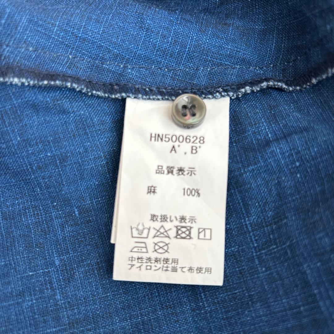 イチアンティークス　麻　プルオーバー ブラウス　インディゴ　ゆったり