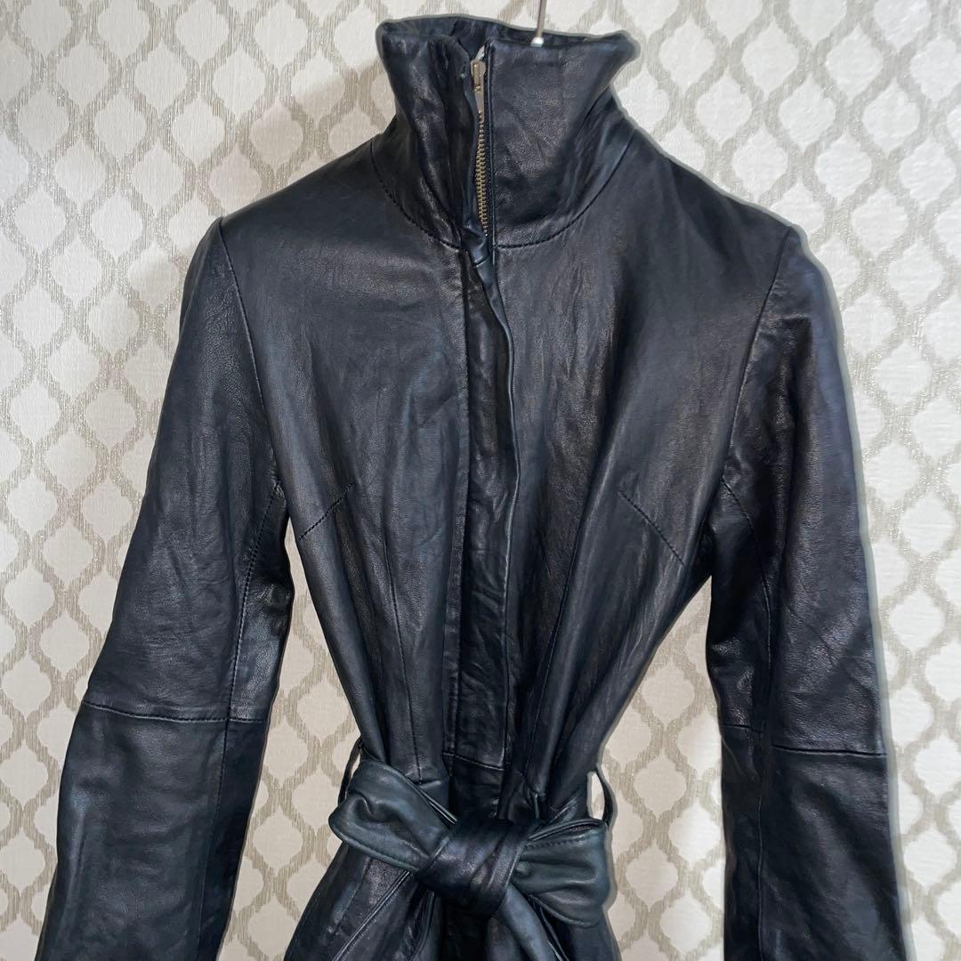 The first ラムレザー ジップアップワンピースブラック36