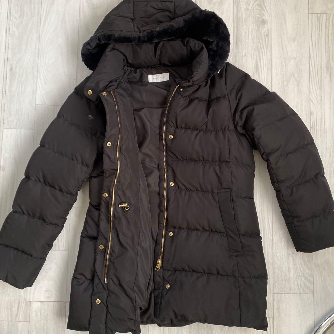 グローバルワーク　ダウンコート　ブラック　Ｌ　ウツクシルエット撥水ダウン