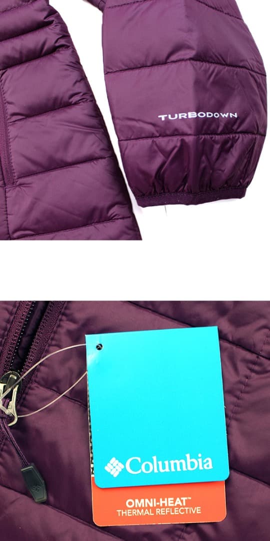 コロンビア ダウン ジャケット レディース アウター コート L 紫 防寒 薄手