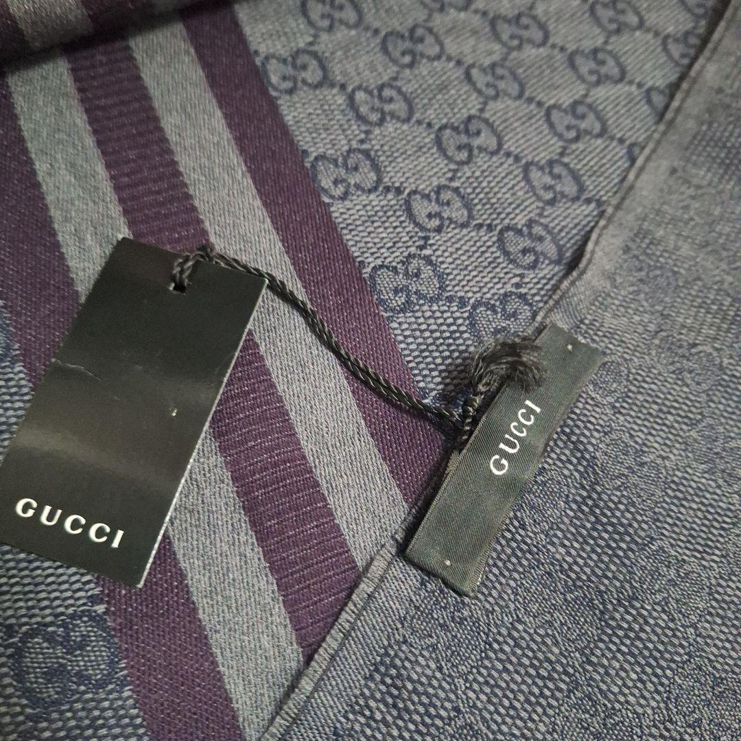 【未使用品】GUCCI マフラー ウール GG グレー ライン タグ付き