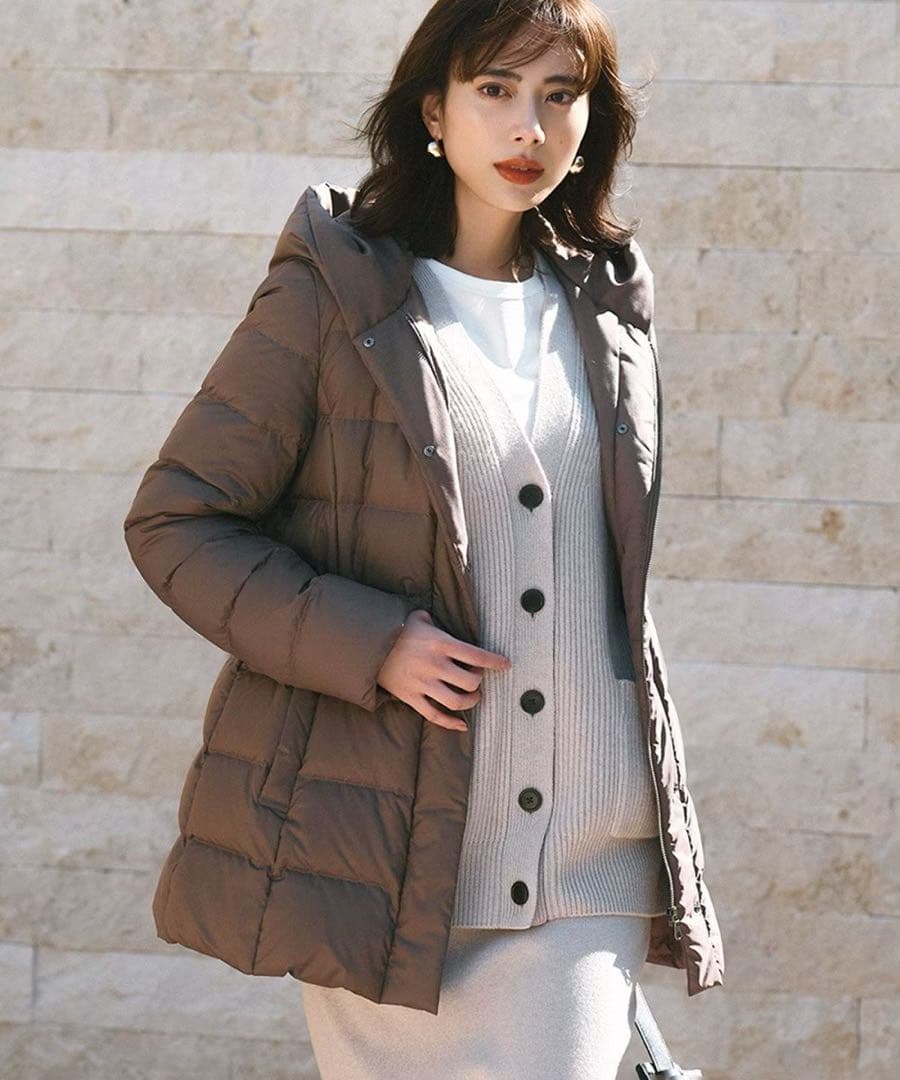 23区新品洗える/撥水加工】シレータフタ ミドル丈 ダウンコート38