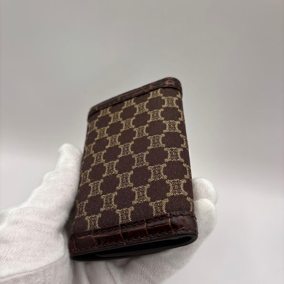 希少品　CELINE キーケース　6連　マカダム　ブラウン　クロコ　レザー　キー