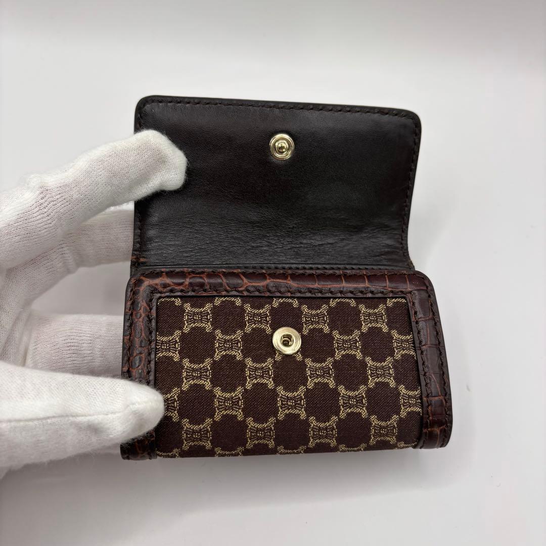 希少品　CELINE キーケース　6連　マカダム　ブラウン　クロコ　レザー　キー